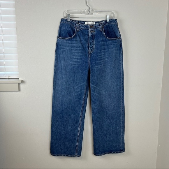 Reformation Louise Jeans Baltic Wash Button Fly Wide Leg - Picture 2 of 7